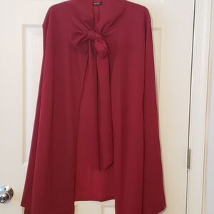 SHEIN Burgundy Cape with Bow | Women's XL